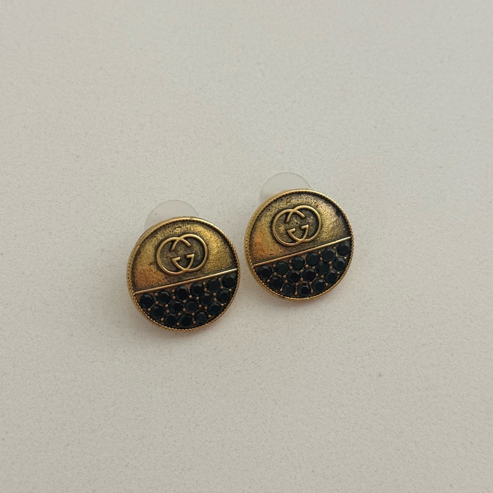 Authentic Gucci Button Round Stud Earrings